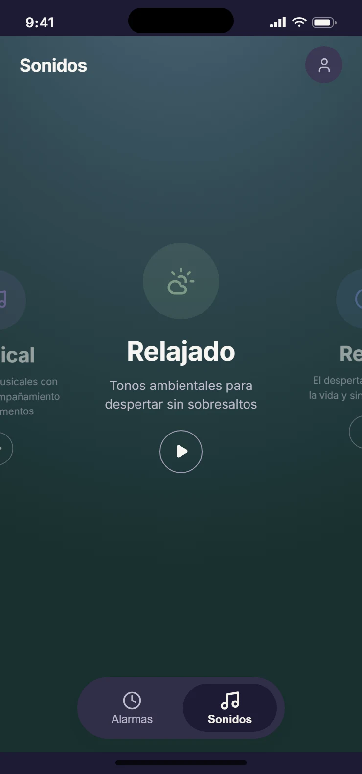Sounds tab in dark mode
